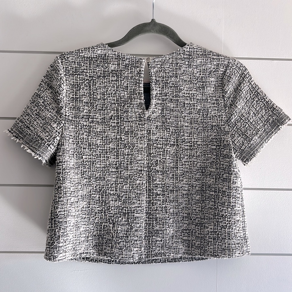 Aqua Tweed Crop Top NEW - Picture 5 of 6